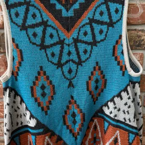 Flying Tomato Size M/L Aztec Southwestern Boho Vest Cardigan Waterfall Knit thumbnail 7