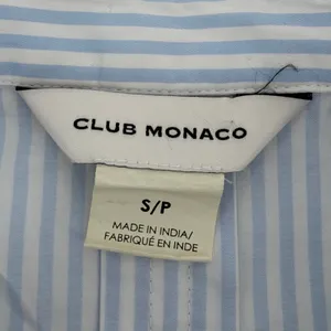 Club Monaco Blue White Striped Tunic Shirt Blouse Covered Placket Cuffed Small thumbnail 7