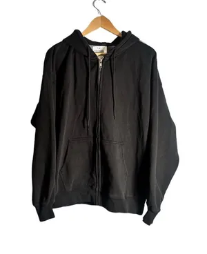J. Galt Black Full Zip Hooded Sweatshirt Women's L/XL Oversized Casual Wear NWT thumbnail 1