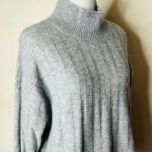 J. Crew Gray Wool Blend Relaxed Fit Mock Neck Sweater thumbnail 2