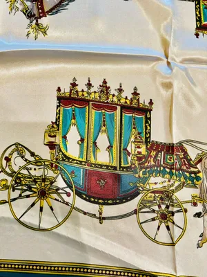 VINTAGE EQUESTRIAN horse&carriage ROYAL BLUE silky SCARF 35’/35’ inches thumbnail 12