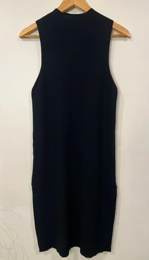 Anthropologie Black Slim Ribbed MIDI dress M thumbnail 4