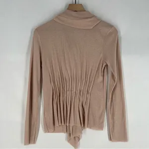 Elegant Lightweight‎ Cotton Blend Ballet Pink Ruffle Zip Front Cardigan Size M thumbnail 6