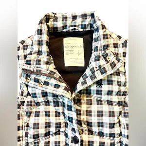 Aeropostale Checkered Puffer Vest - Blue and Black Sz S thumbnail 3