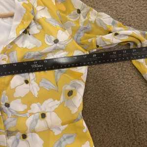 Banana Republic Floral Dress Yellow Midi Tiered Romantic Cottagecore Womens 10P thumbnail 13