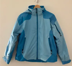 L.L.Bean blue hooded rain jacket appears to be the Weather Challenger 3-in-1 thumbnail 1
