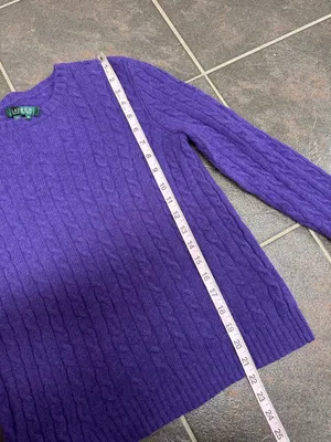 Lauren Ralph Lauren LRL Cable Knit Long Sleeve Pullover Sweater Purple Medium thumbnail 8