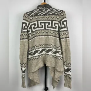 Abercrombie & Fitch Brown Tan Knit‎ Aztec Checkered Open Front Cardigan thumbnail 4