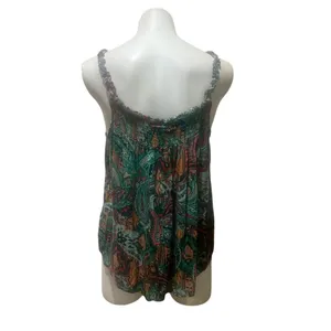 Maurices Women's Paisley Ruffle Strap Tank Top Standard Size L Blue Multicolor thumbnail 4