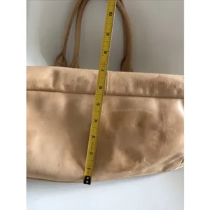 Lockheart Beige Leather Beaded Shoulder Bag Lockheart Handbag Stained thumbnail 13