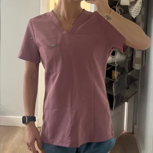 FIGS Pink V-Neck Scrub Top thumbnail 1