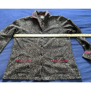 Anne Klein Womens Leopard Print Fleece Pajama Set Large Brown Red Trim L 14-16 thumbnail 7