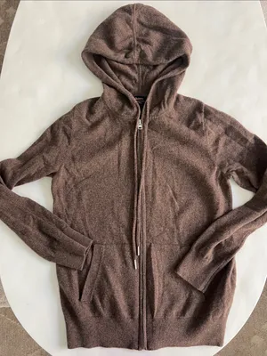 Qunice Mongolian Cashmere Full-Zip Hoodie in Brown Size Medium $119 thumbnail 4