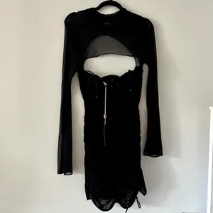House of CB Cecilia Black Mesh Cut Out Mini Dress NWT Size M thumbnail 3