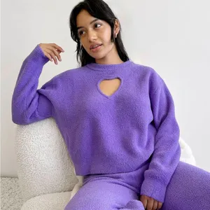 Florence by Mills Sweet & Snug Sweater Joggers Purple Cozy Loungewear Size Small thumbnail 4