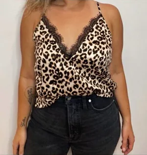 DO+BE Satin Lace Cheetah Print Tank Top Size Small thumbnail 1