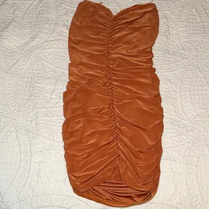 Sabora Terracotta Ruched Mini Dress Orange Size M thumbnail 2