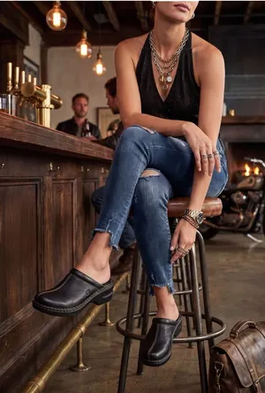 Born ★ Mount II Leather Open Back Comfort Clogs ★ Black Leather ★ 10M ★ Worn 1X thumbnail 1