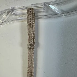 SayWhat? Womens Crochet Knit Camisole‎ Gold Beaded V-Neck Lined Tank Top Large thumbnail 5