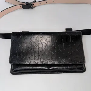 Calvin Klein Collection Black Leather Belt Bag Adjustable Waist thumbnail 4