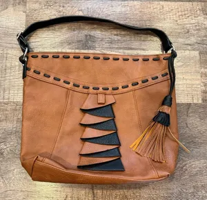 Kenzie Brown and Black Shoulder Bag Inside Pockets Very Clean Boho Western thumbnail 1