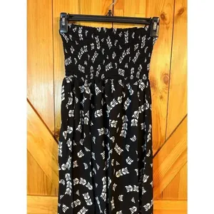 Fire Los Angeles Black White Pattern Strapless Zip Up Maxi Dress Size Small (890 thumbnail 2