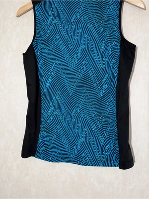Tail Women’s Sleeveless Mock Neck 1/4 Zip Shirt Top Golf in Zig Zag Print Blue S thumbnail 6