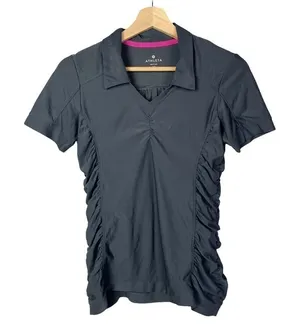 Athleta Gray Ruched‎ Side Birdie Short Sleeve Golf Polo XS thumbnail 1