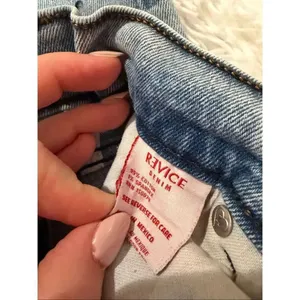 Revice Denim Farrah Super High Rise Jeans Button Hem in Blue Size 28 thumbnail 9