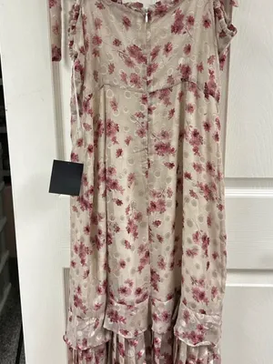 Lulu's Beige Midi Dress with Rose Pink Floral Print thumbnail 6