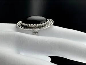 Vintage Style Black Onyx Statement Ring Silver thumbnail 4