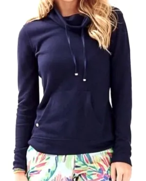 Lilly Pulitzer Hillary Pullover Cowl Neck Navy Blue XS thumbnail 1