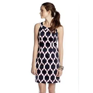 Crown & Ivy Seaside Lattice Printed Sleeveless Dress Navy Womens Sz‎ 14 Coastal thumbnail 2