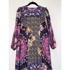 Free People Womens Dress Purple Marais High Low Floral V Neck Flowy Boho Small thumbnail 11