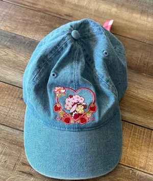 Blue Denim Cap with Heart Embroidery thumbnail 1
