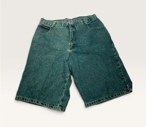 Vintage Forenza Womens Size 14 Teal Green Denim Bermuda Shorts High Waist 90s thumbnail 1