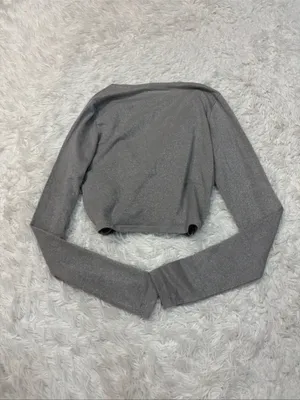 Abercrombie Shimmer Knot-Front Long Sleeve Top - Gray thumbnail 3