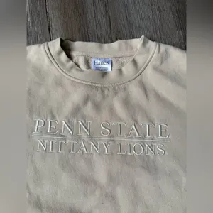 Hanes VTG Penn State Nittany Lions Sweatshirt Crewneck Embroidered Beige White Size L thumbnail 4