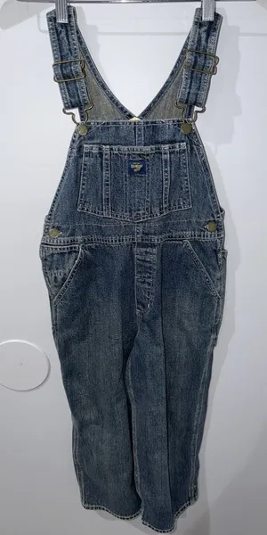 Vintage OshKosh Vestbak‎ Blue Denim Bib Overalls Kids Unisex Size 6 S thumbnail 1