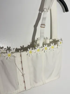 Urban Outfitters White Daisy-Trim Longline Bralette thumbnail 13