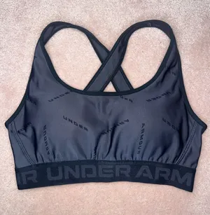 Under Armour Crossback Compression Sports Bra Grey Removable Pads Workout thumbnail 1