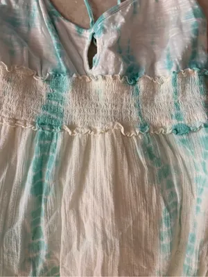 Hollister Teal and White Tie-Dye Maxi Slip Dress thumbnail 3