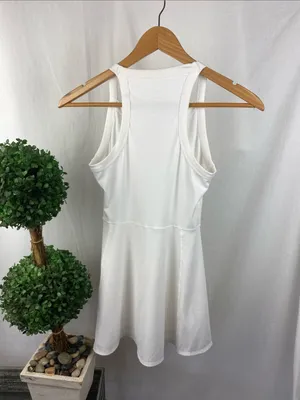 Nike White Sleeveless Ribbed Mini Tennis Sport Dress XS thumbnail 3