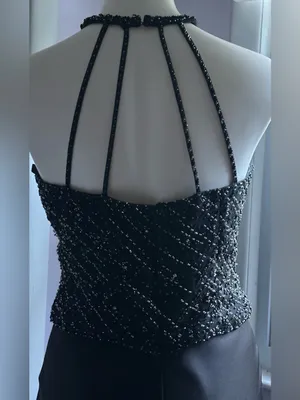DESTINATION BY MON CHERI Beaded Halter Black Prom Gown Sz 8 thumbnail 10