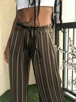 Sisley Silk Pants Size 8 Brown thumbnail 3