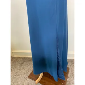 Azazie Teal Blue Strappy High Neck Halter Dress Sz 10A thumbnail 7