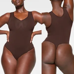 Skims Seamless Sculpt‎ Scoop Thong Bodysuit thick strap cocoa size S NWOB thumbnail 3