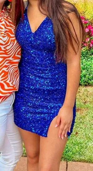 Sparkle Mini Dress Blue Size 6 thumbnail 1