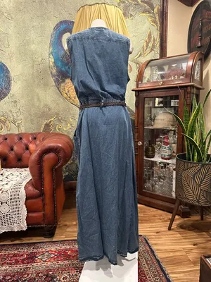 Ashley Stewart Denim Maxi Dress Size 16 NWT Bohemian Western Coastal Cowgirl thumbnail 5