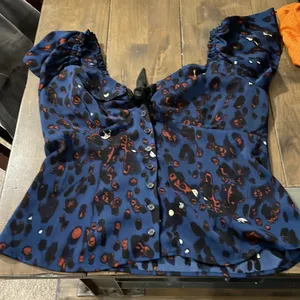 Unique Vintage blue cutout tie top thumbnail 3